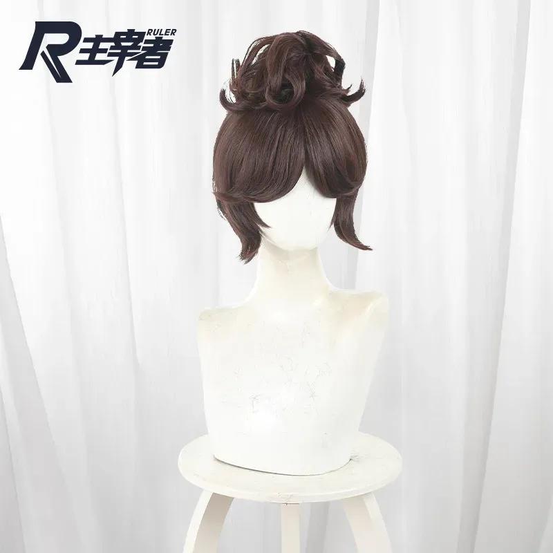 CyAnime لعبة الهوية الخامس إيما وودز البستاني شعر مستعار تأثيري قميص الكستناء لون الشعر هالوين حفلة لعب الأدوار شعر مستعار + غطاء مجاني