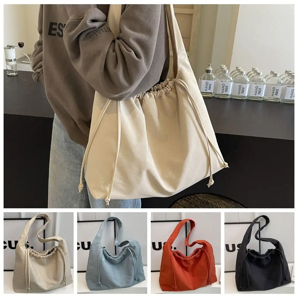 Bolso de cubo con cordón de gran capacidad para mujer, bolso de mano de estilo coreano, bolso cruzado de lona, bolso escolar