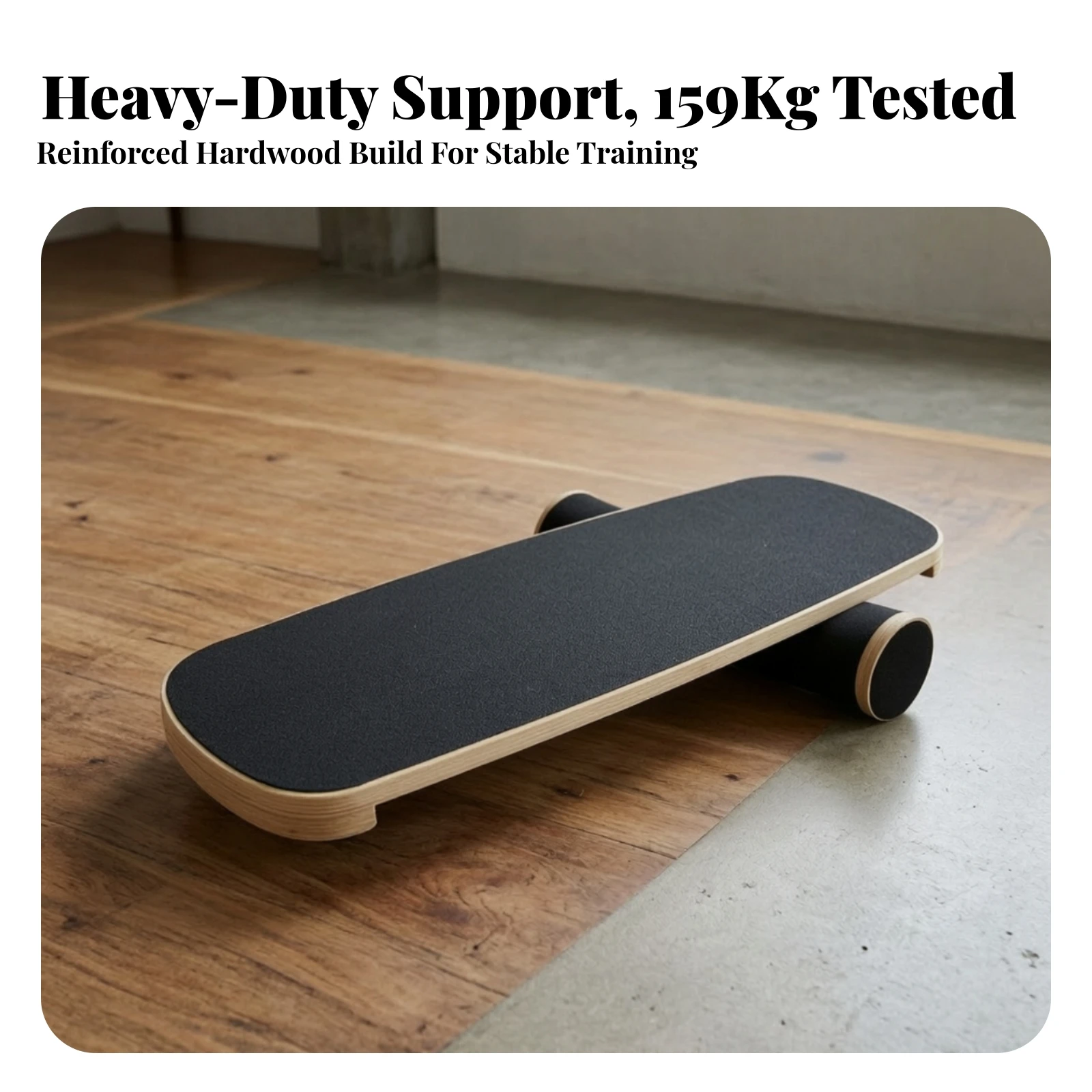 Wooden Balance Training Board Smooth-Rolling Wooden Balance Board with Roller Stability Board with Roller Anti-Slip for Athletes