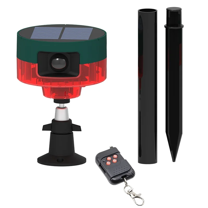 N11R Solar Outdoor Motion Sensor Siren, 360° Detection Siren, Animal Repellent, Voice Recording Speaker 129Db Durable Easy To Us