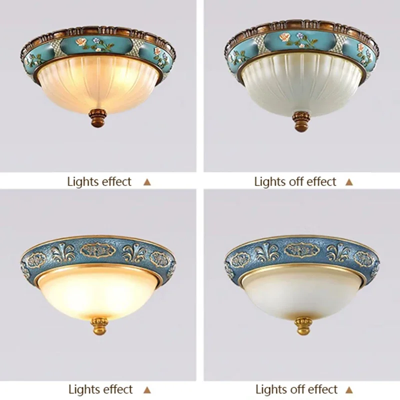 Simple Retro Home Decor Led Ceiling Lamps for Bedroom Study Kitchen Aisle Balcony Room Resin European Design Lighting Fixtures