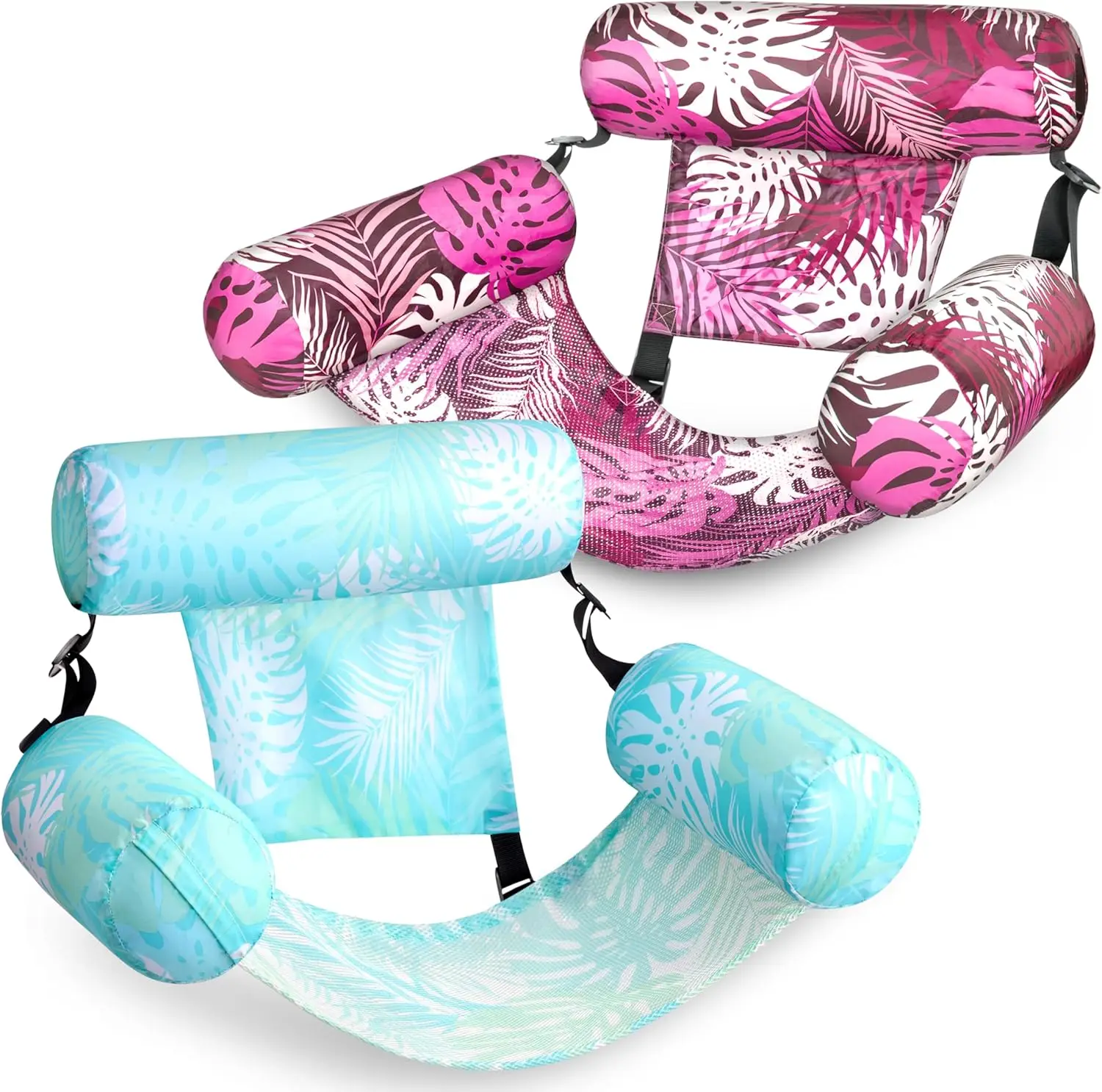 Sloosh 2er-Pack Schwimmende Liegestühle Aufblasbare Pool-Liegen für Erwachsene Hochbelastbar, Schwimmender Sessel für Sommer, Wasser, Strand und See