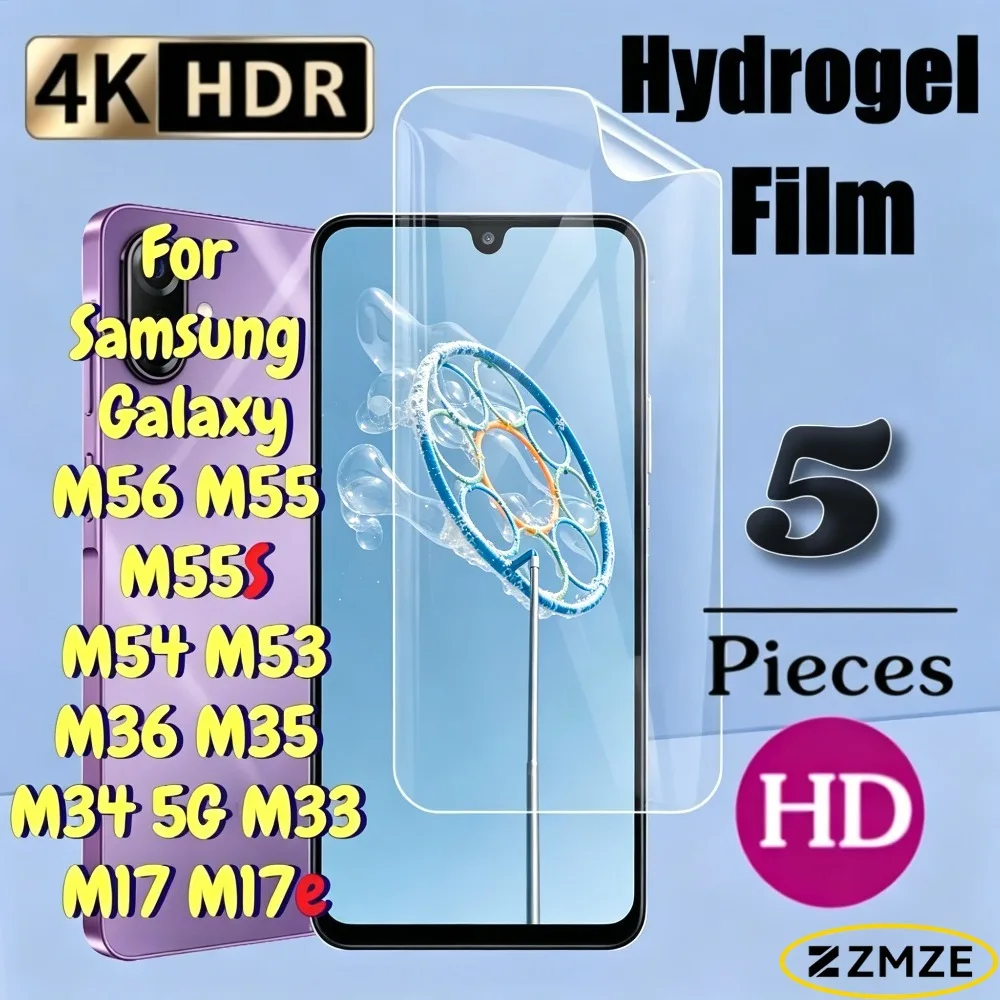 

5 шт. гидрогелевых пленок для Samsung Galaxy M17 M33 M34 M35 M36, защитная пленка для экрана Galaxy M56 M55 M55S M54 M53 M17e, мягкая пленка из ТПУ