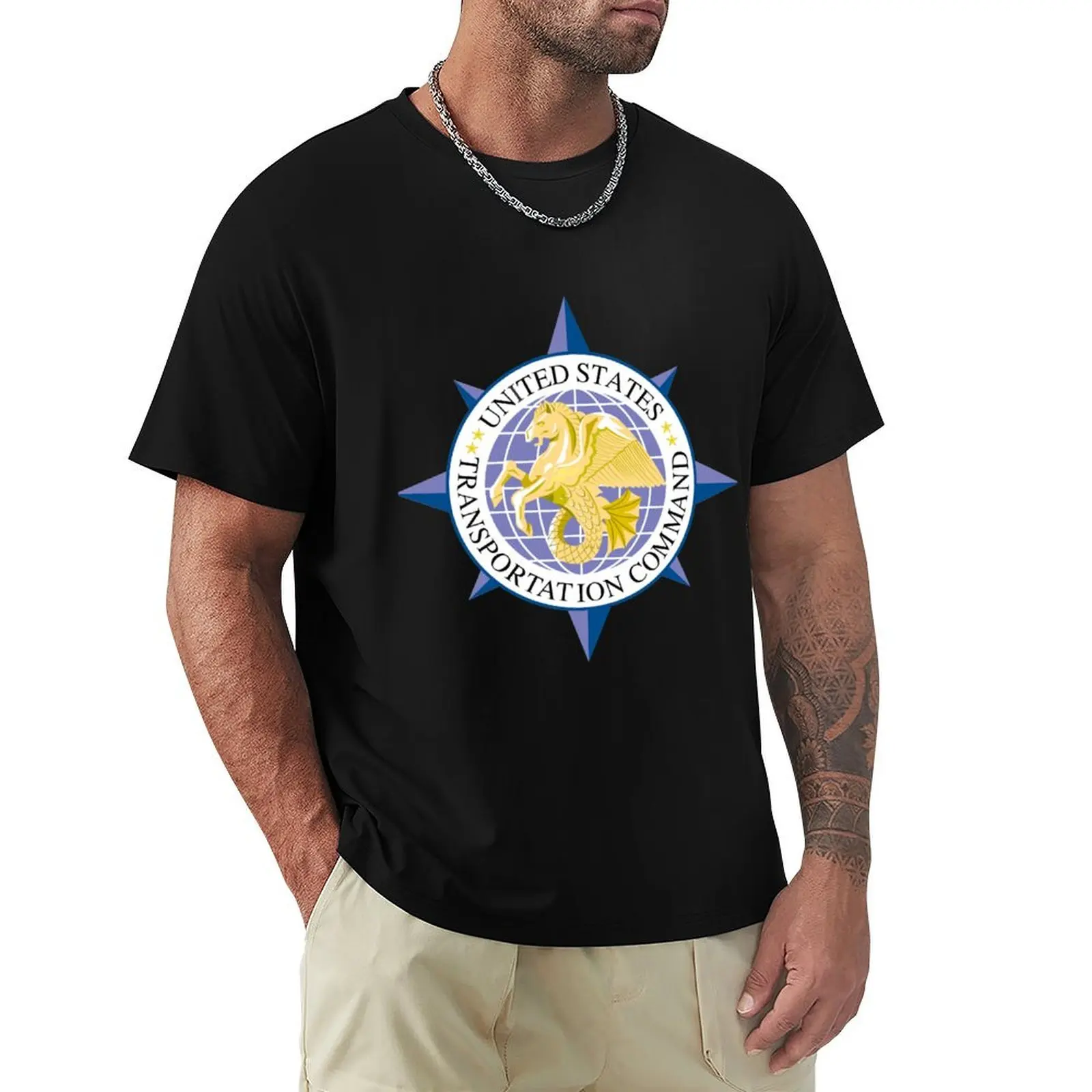 United States Transportation Command (USTRANSCOM) Emblem T-Shirt Work Utility Short Sleeve Shirt