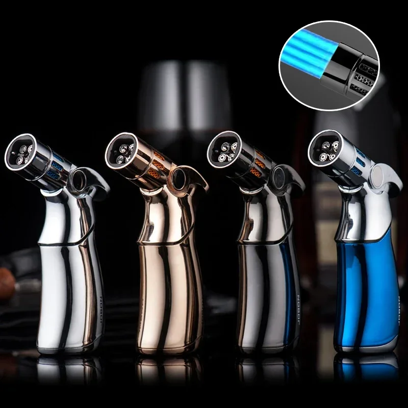 Four-flame Table-type Direct-flow Lighte r Wormwood Cigar Special Windproof Ignition Fire Gun Outdoor EDC Multifunction Tools