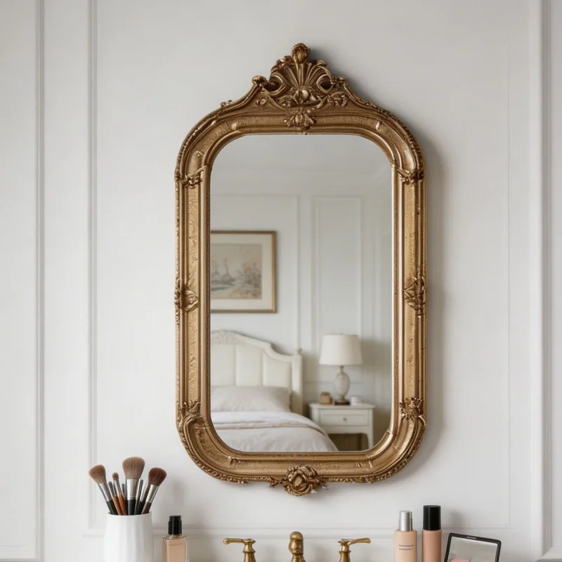 French retro fireplace mirror background wall decorative wall-mounted makeup bathroom washing master