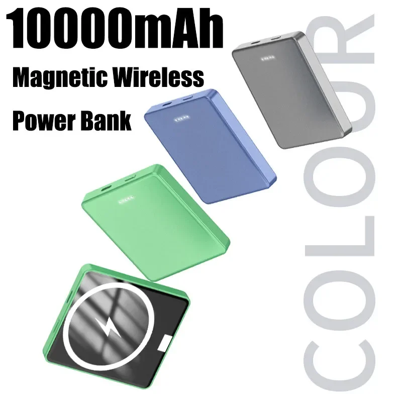 Square Mini Magnetic Power Bank 10000mAh Large Capacity Wireless Charging Powerbanks  Fast Charging Mobile Phone Charger