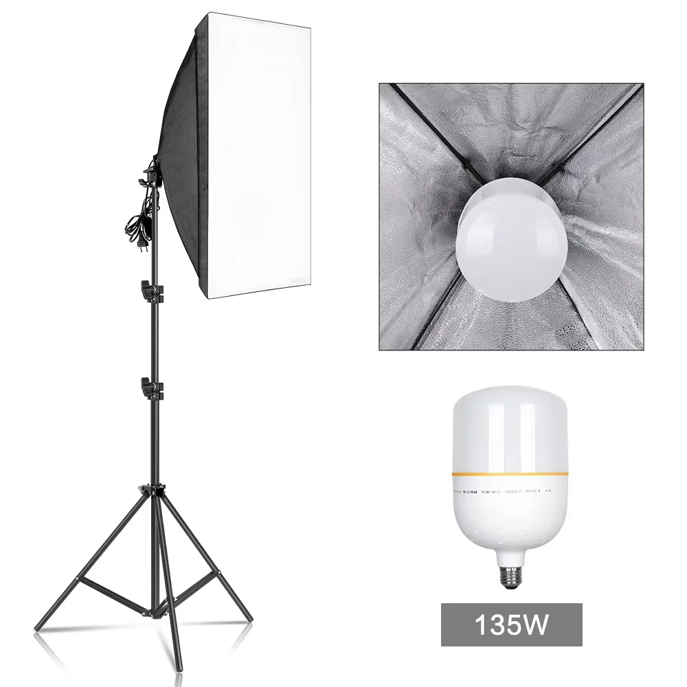 Photography Softbox Lighting Kit (50x70cm)  Professional Continuous Light System for Studio Photography and Live Streaming Fill
