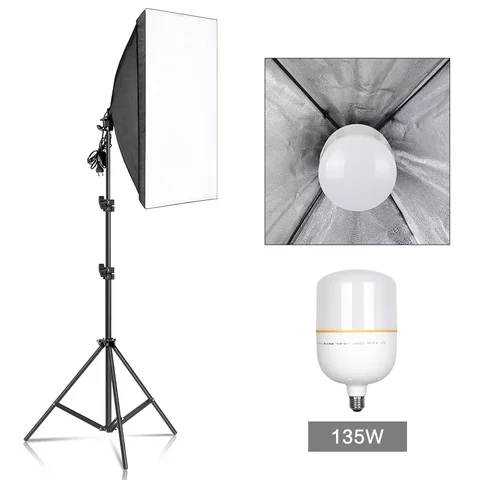 Photography Softbox Lighting Kit (50x70cm)  Professional Continuous Light System for Studio Photography and Live Streaming Fill