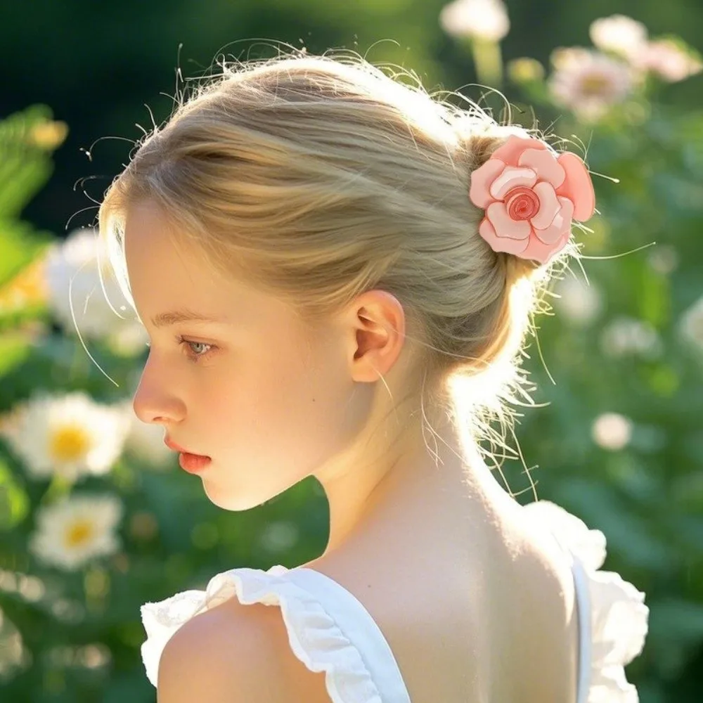 الحلو ثلاثية الأبعاد زهرة مشبك شعر مقاطع بلون النساء غطاء الرأس كاميليا روز مقاطع خلات إكسسوارات الشعر مقاطع شعر السلطعون