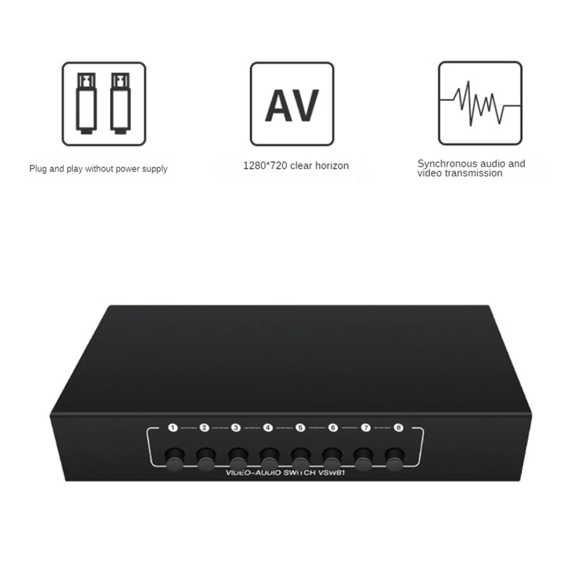 Eight in One Out AV Switch Selector Video L/R Audio Selector Box 8-Port_N34R
