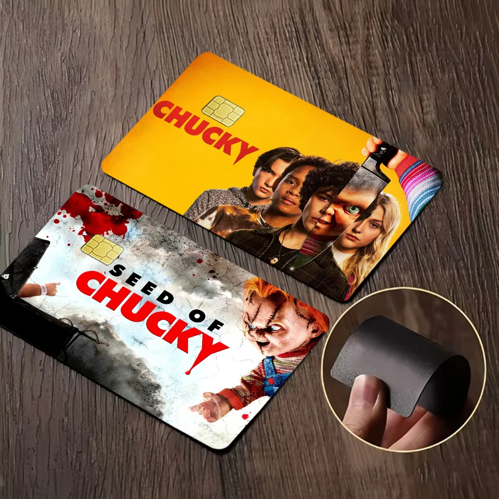 Horror Movies Bride Of Chucky Series Poker Sticker Film Tape Skin For Credit Card Debit Card Waterproof Stickers Small Chip