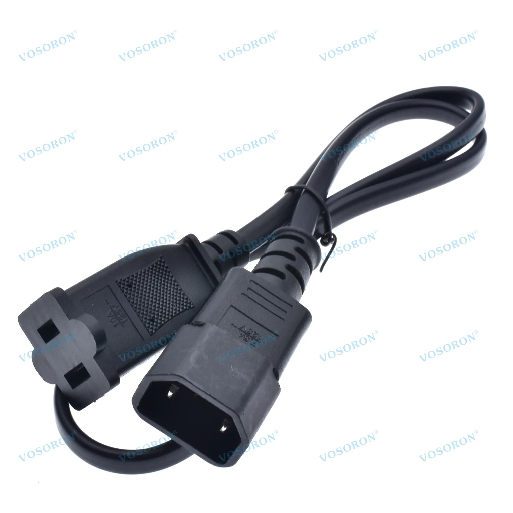 IEC320 C18 2-Pin No Ground Male to NEMA 1-15R US Polarized 2-Hole Female Socket Power Adapter Cord