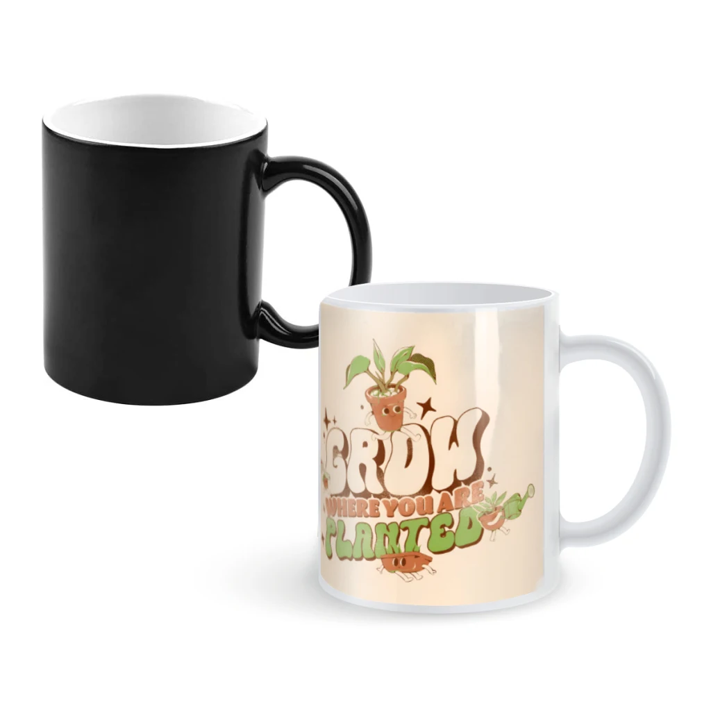 

Grow Where You Are PlantedCoffee Mugs And Mug Creative Color Change Tea Cup Ceramic Milk Cups Novelty Gifts