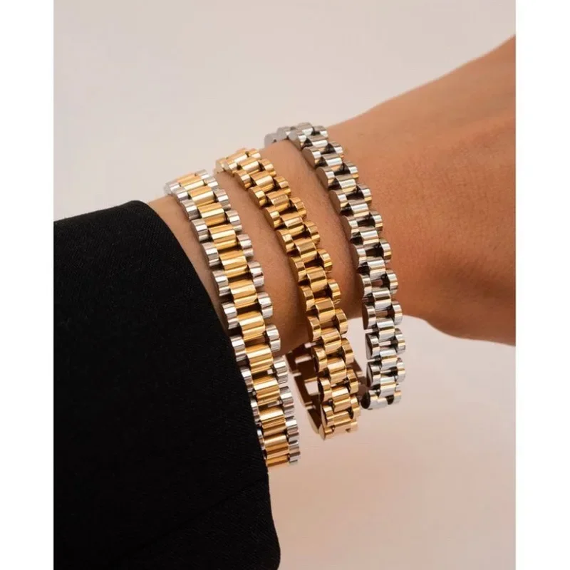 

Tarnish Free 2023 New Stainless Steel Gold Plated Detachable Wristbands Bracelets Bangles For Women Men Gold Wrap Bracelets