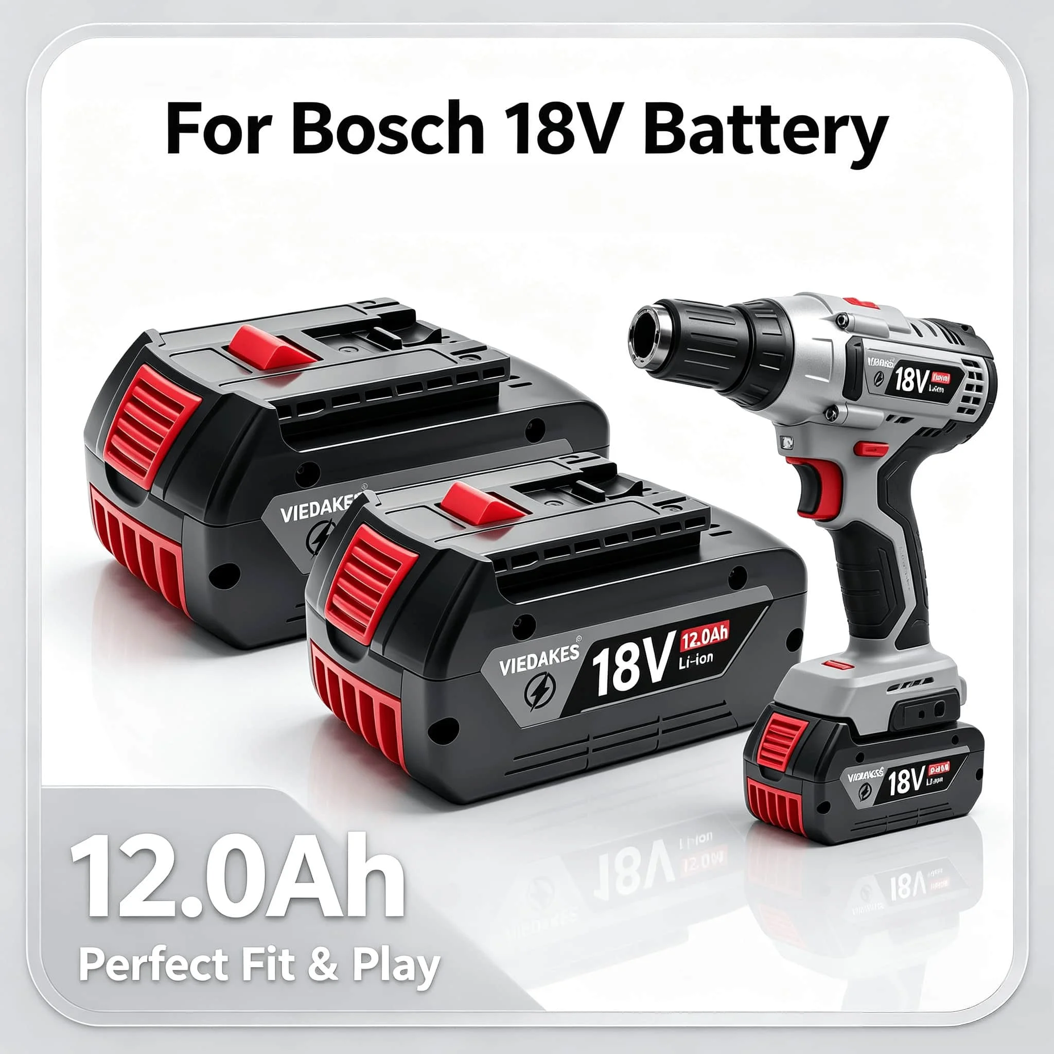 Аккумулятор Bosch 18В 12Ач Li-ion, совместимый с BAT609 BAT618, подходит для GST18V GSR18V GSB18V GWS18V, универсальный аккумулятор