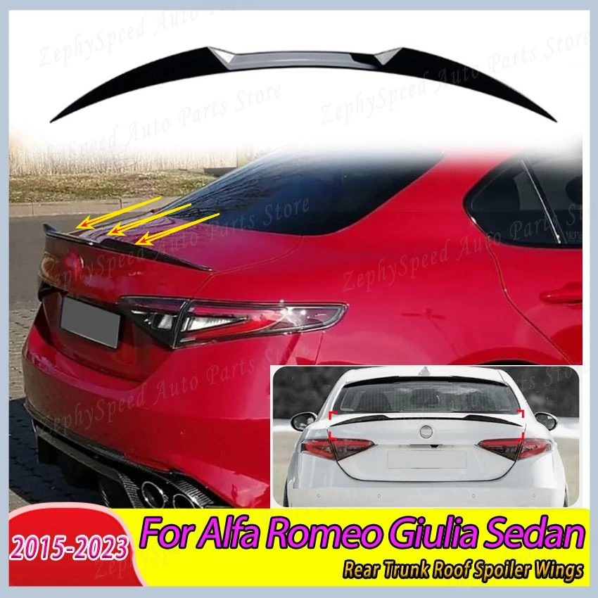 

Rear Trunk Roof Spoiler Wings For Alfa Romeo Giulia Sedan 2015-2023 Car Spoiler Tail Fin Rear Trunk Lid CAR Accessories Body Kit