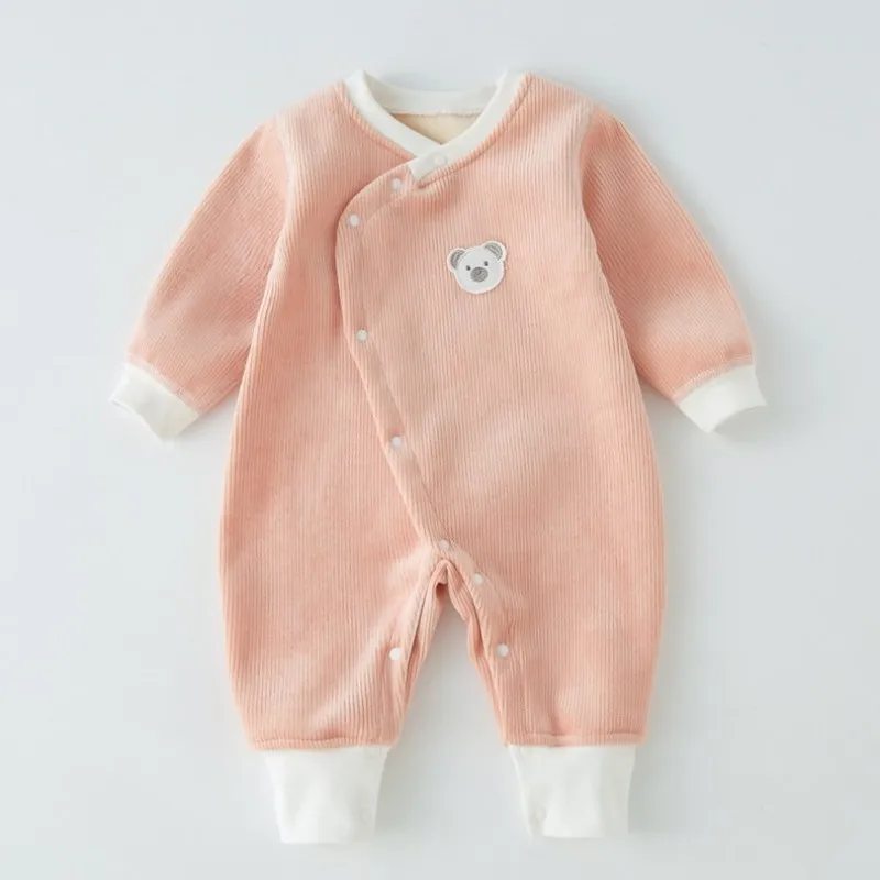 Neugeborene Baby Mädchen Stram pler verdicken Samt Säugling Overall Overalls warme Kleinkind Kleidung Kinder Kostüm Winter Outwear a788