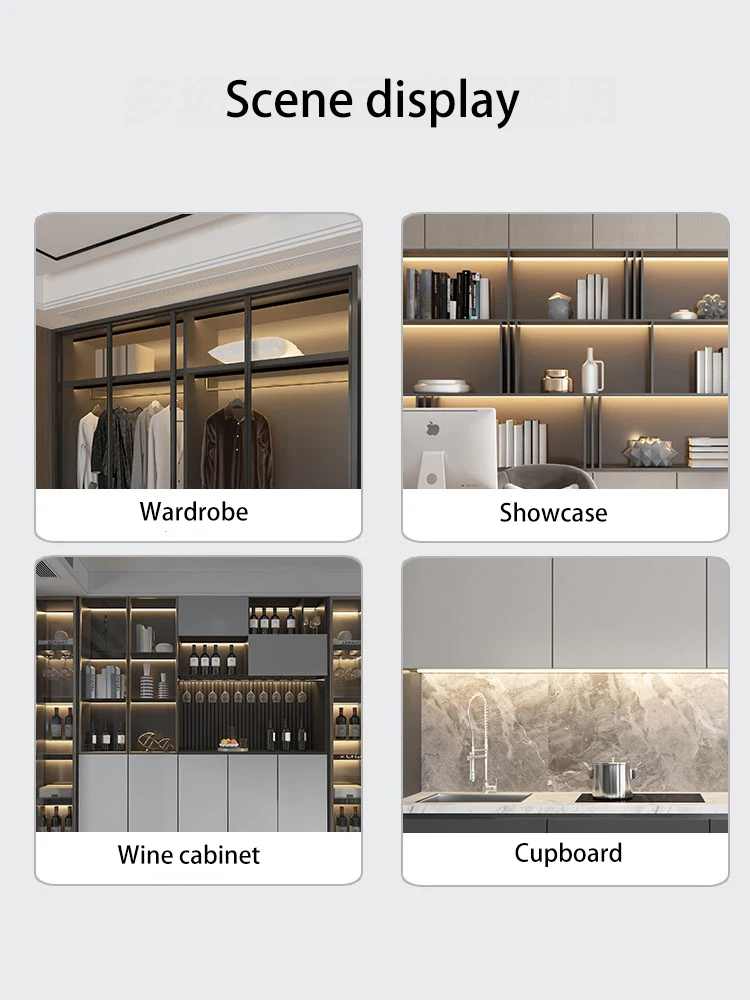 Led Cabinet Lamp Surface Mounted Aluminum Profile Light Opening Ceiling Free Long Strip Bar Sensor COB For Wine Kitchen Wardrobe