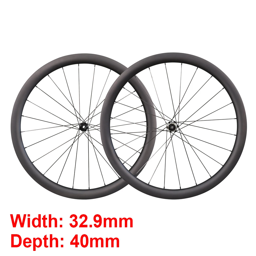 

T700&T800 Toray Carbon Wheels Super Light Version 40mm Depth 32.9mm Width Disc Brake For Road / Gravel Bike