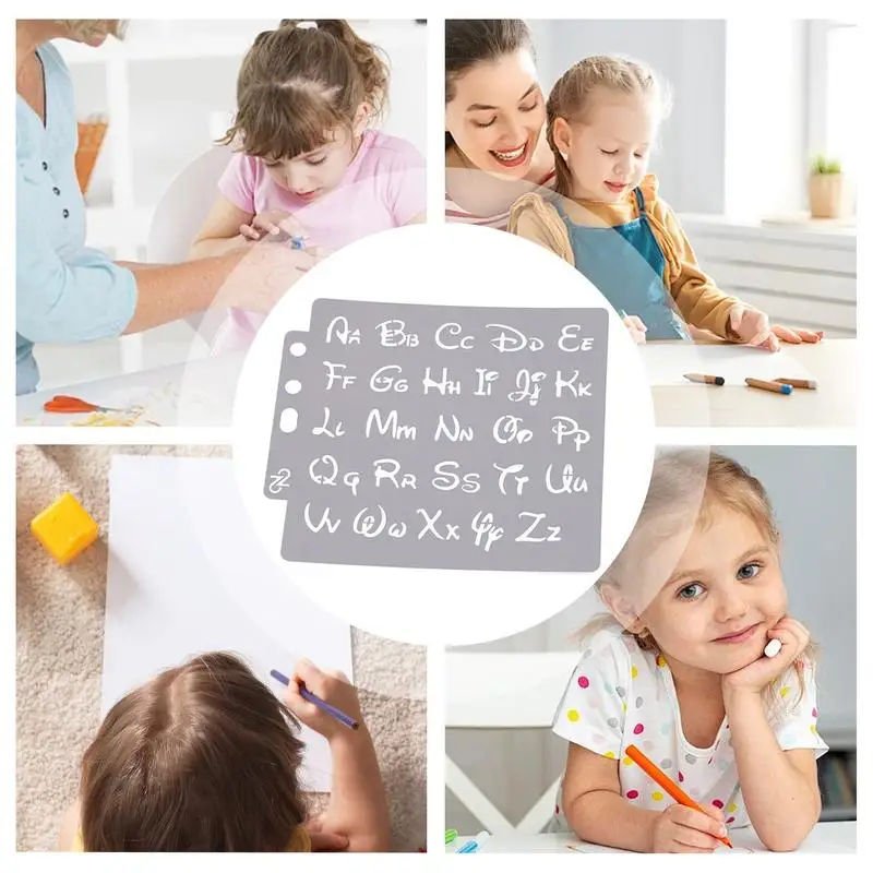 Stensil cat semprot alfabet, templat cat semprot multi guna dapat digunakan kembali untuk