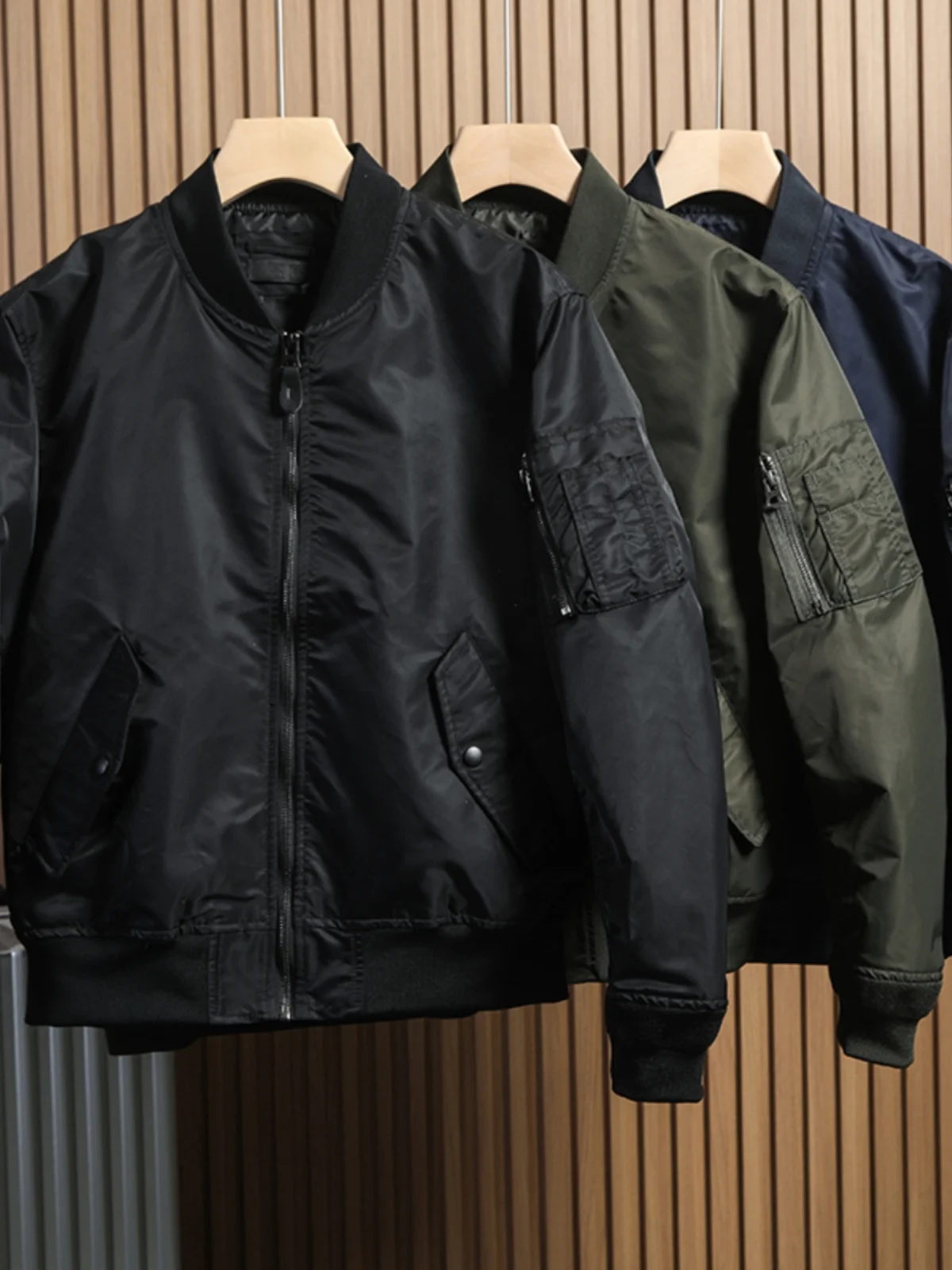 

Men's Faion Urban Spring Autumn Nylon Flight Jaet Water Resistant Baseball Collar Coat Windproof Long Sve Regular Fit