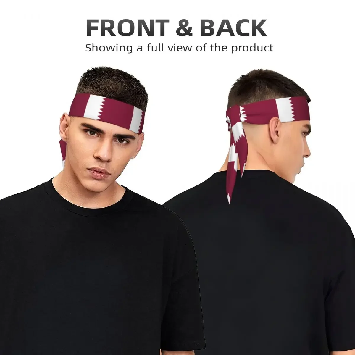 Corbata de cabeza con bandera de Catar, diadema deportiva, bandas de sudor para atletas, envoltura para la cabeza para hacer ejercicio, correr, Yoga