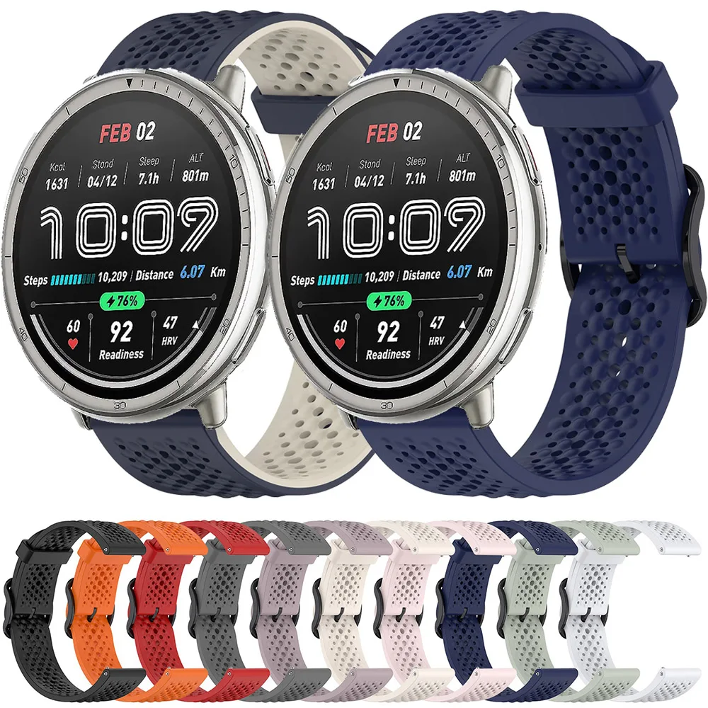 

20m Silicone Strap for Amazfit Active 2 Band Sport Replaceable Bracelet for Amazfit GTS 4 mini 3 2 2e/Bip 3/3 Pro/Bip U Pro Band