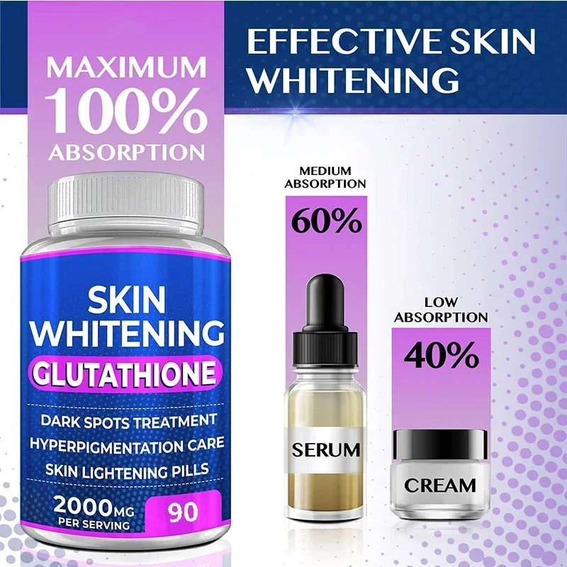 1 bottle glutathione capsules to enhance immunity repair skin barrier brighten skin tone dietary fiber natural vitality