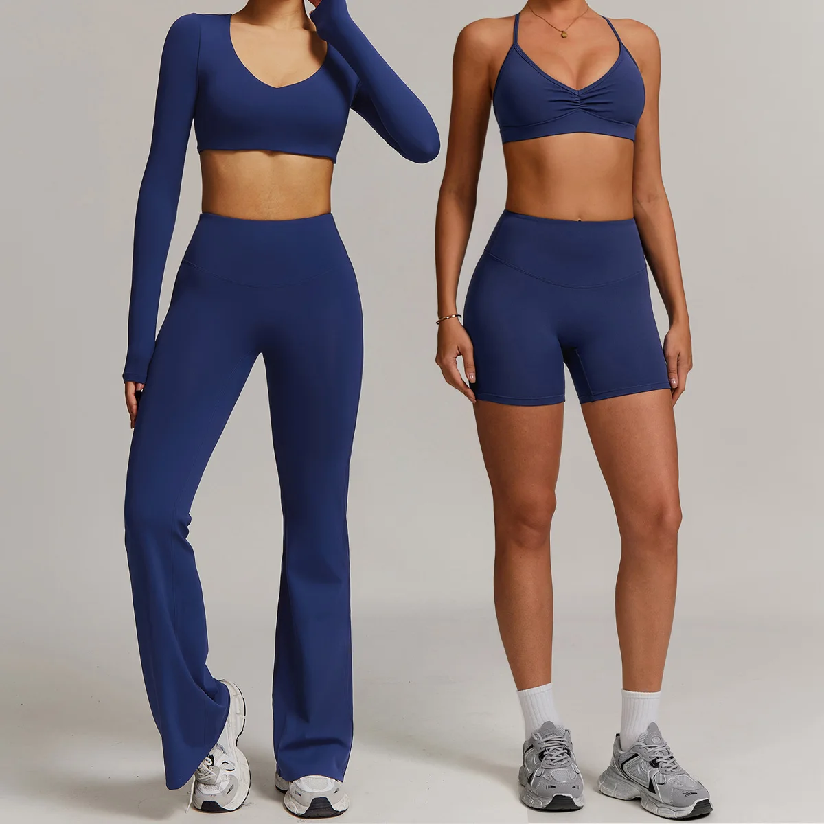 

2PCS Seamless Yoga Set Women Workout Set Sportswear Gym Clothing Fitness Long Sleeve Crop Top High Waist Leggings Sports Suits