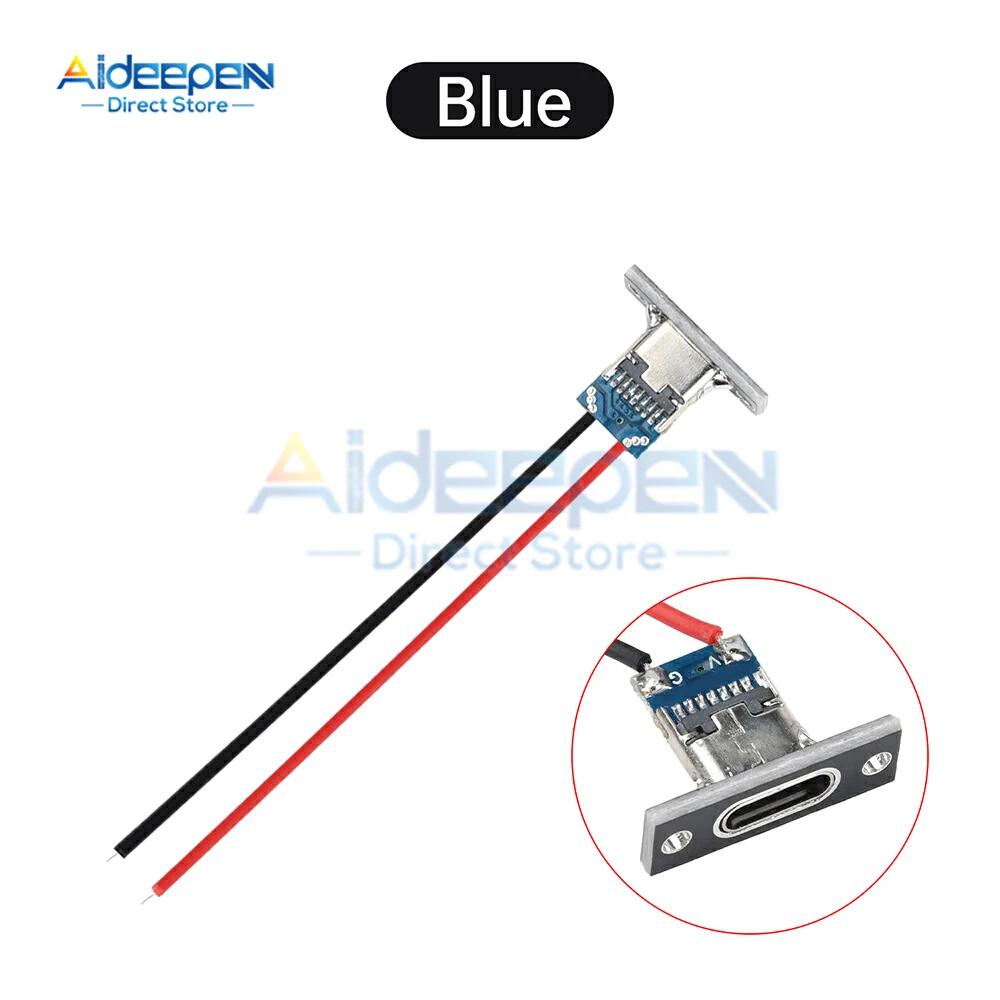 5 قطعة 2Pin USB موصل Type-C مقاوم للماء مع مقبس أنثى شحن سريع جاك شحن ميناء USB-C شاحن التوصيل المقبس