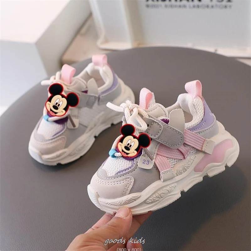 Unisex Kids Shoes Kids Sneakers Mickey Minnie Boy Sneakers Girls Shoes Clunky Sports Tennis Casual Flat Children Infant Footwear