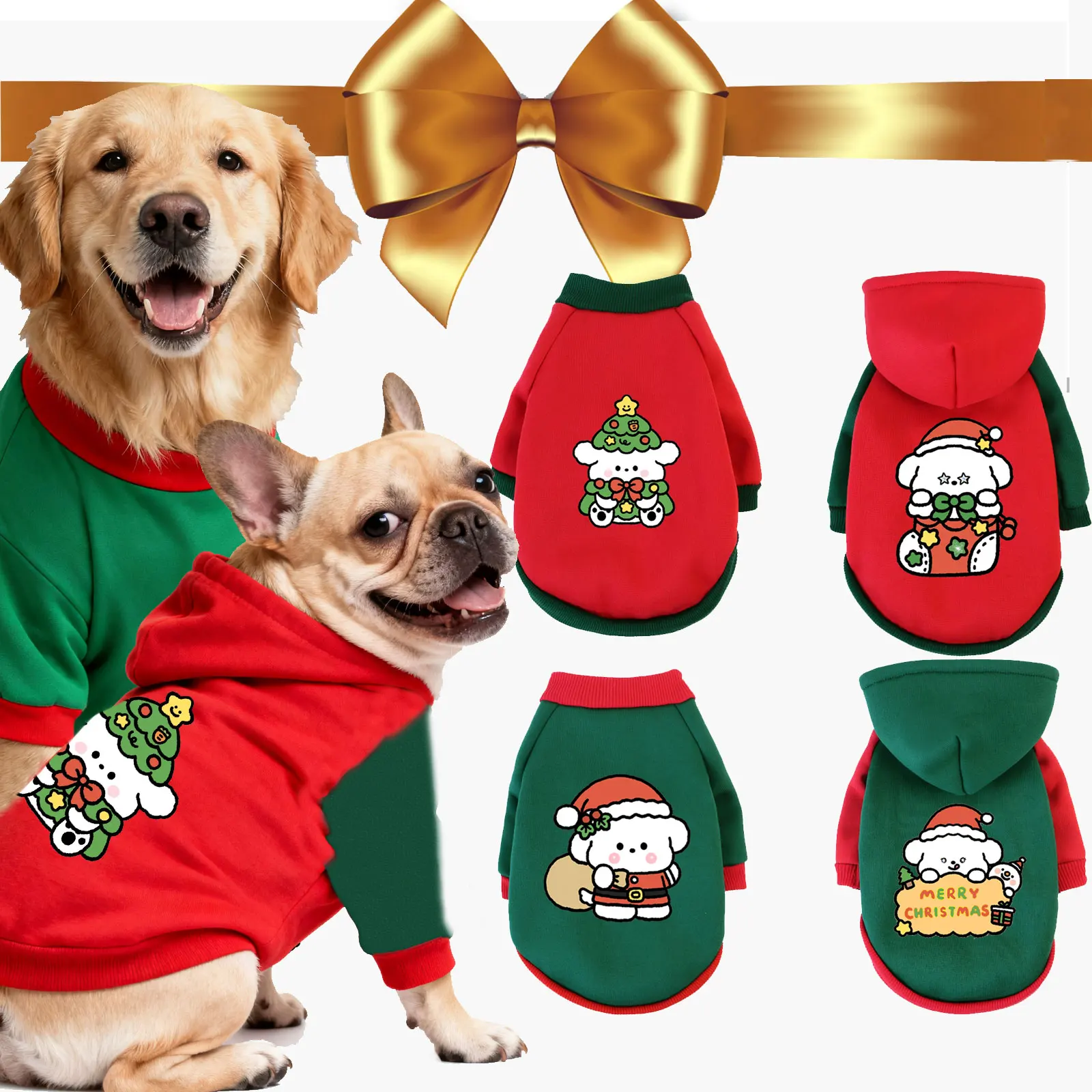

Pet Christmas Hooded Sweatshirt Cats & Dogs Fashion Winter Warm Clothes Suitable For Cats ,TeddyGolden Retriever Party supplier