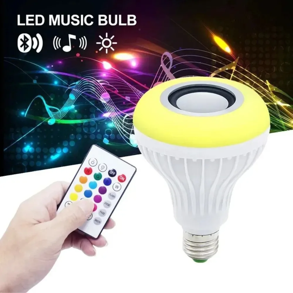 RGB Smart Lamp with Bluetooth Speaker, Color Changing Music Light with E26/E27 Base, 16 Million Colors, Remote Control