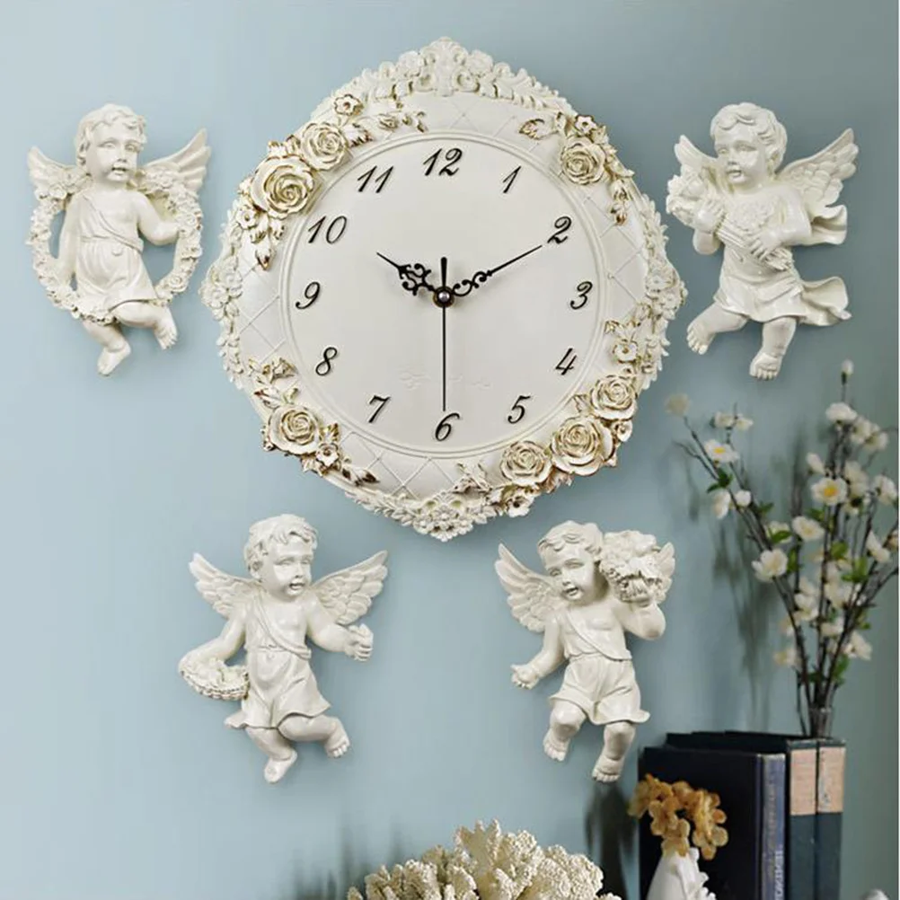 

1Pcs Art Clock Retro Flower Pattern Decorative Wall Mounted Resin Clock for Bedroom Study Room Non Ticking Design