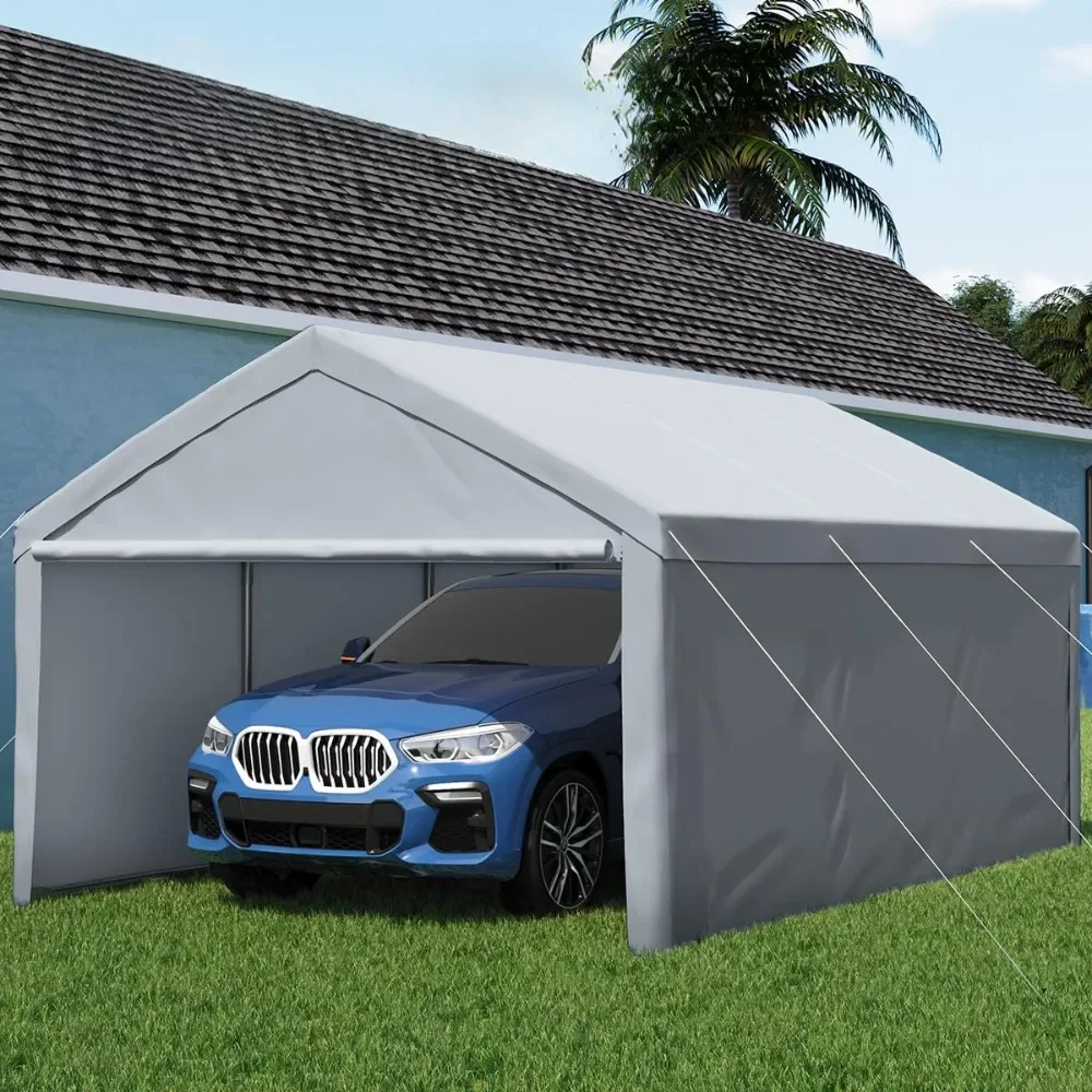 

13’x20’ Heavy Duty Carport Car Canopy Galvanized Car Boat Shelter with Removable Sidewalls, Reinforced Top Poles and Ground Bar