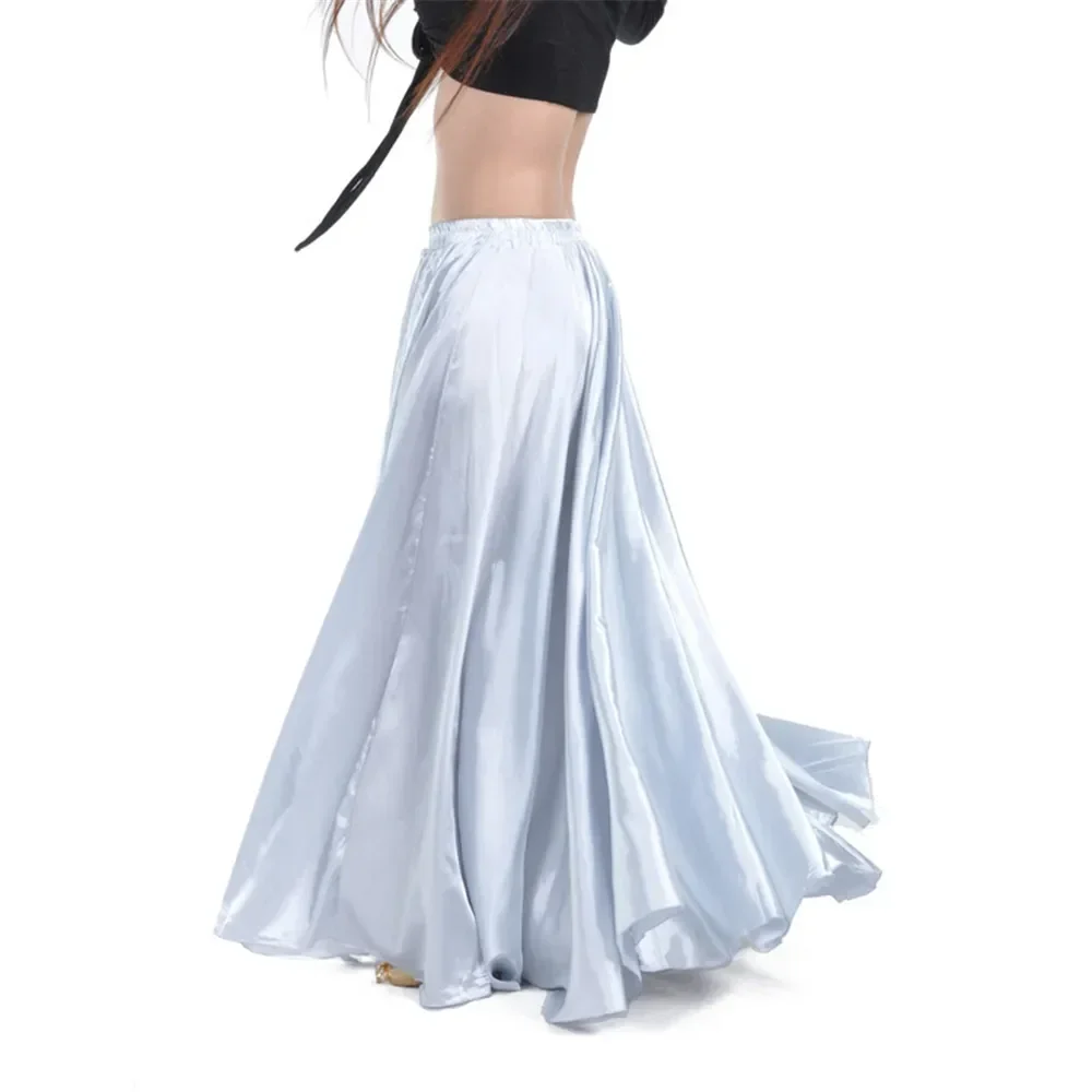 2020 New Style Belly Dance Shining Satin Long Spanish Skirt Swing dancing skirt Indian Dance skirt Sun 14 colors available