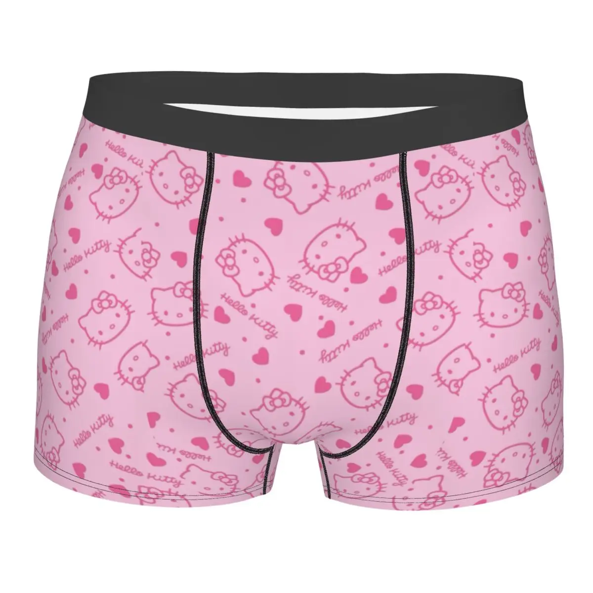 

Cartoon Anime Hello Kitty Bow Boxer Shorts Men 3D Printed Male Soft Underwear Panties Briefs