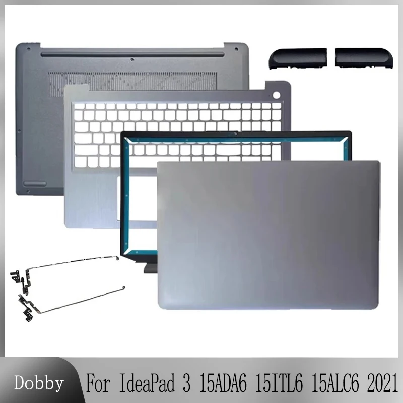 Neues Laptop-Gehäuse für IdeaPad 3 15ADA6 15ITL6 15ALC6 2021 LCD-Bildschirm-Rückabdeckung Frontblende Handballenauflage Untergehäuse Scharniere Ersatz