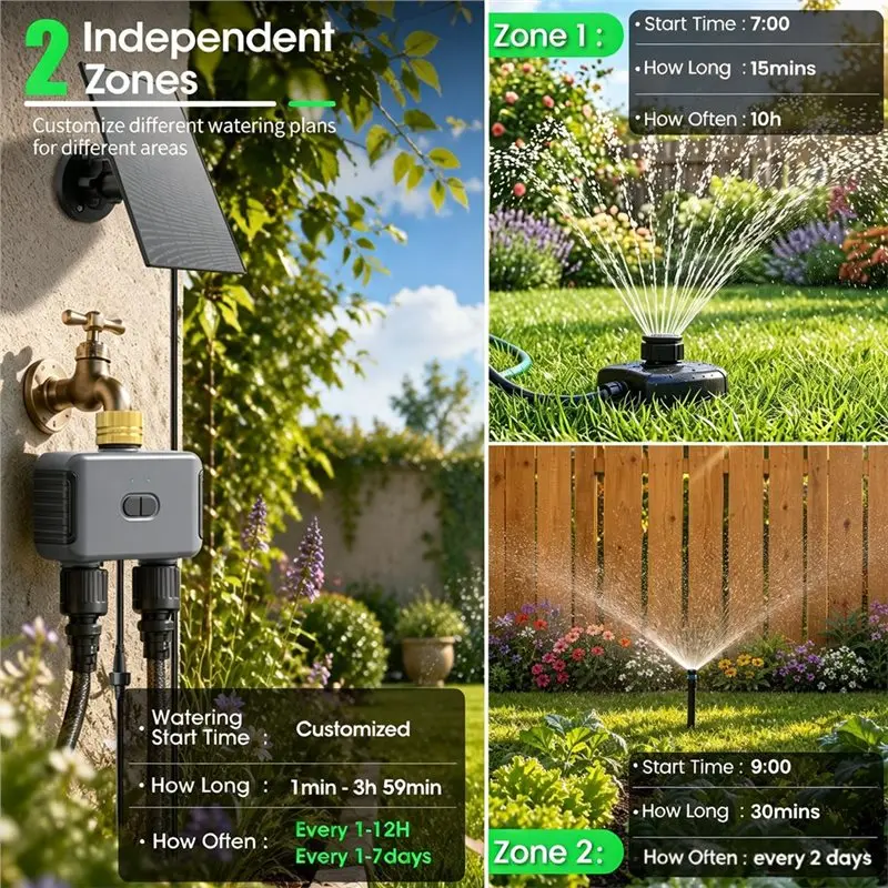 UISN Automatic Drip Irrigation Function Wifi Water Valve Controller Dual-Channel For Garden Hose 3/4
