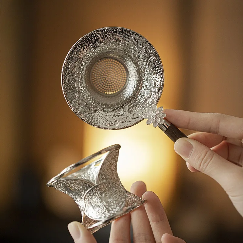 شبكة معدنية مصفاة شاي الفولاذ المقاوم للصدأ تصفية غربال Teaware الدانتيل الشاي استنزاف مفيدة الشاي Infusers اكسسوارات المطبخ