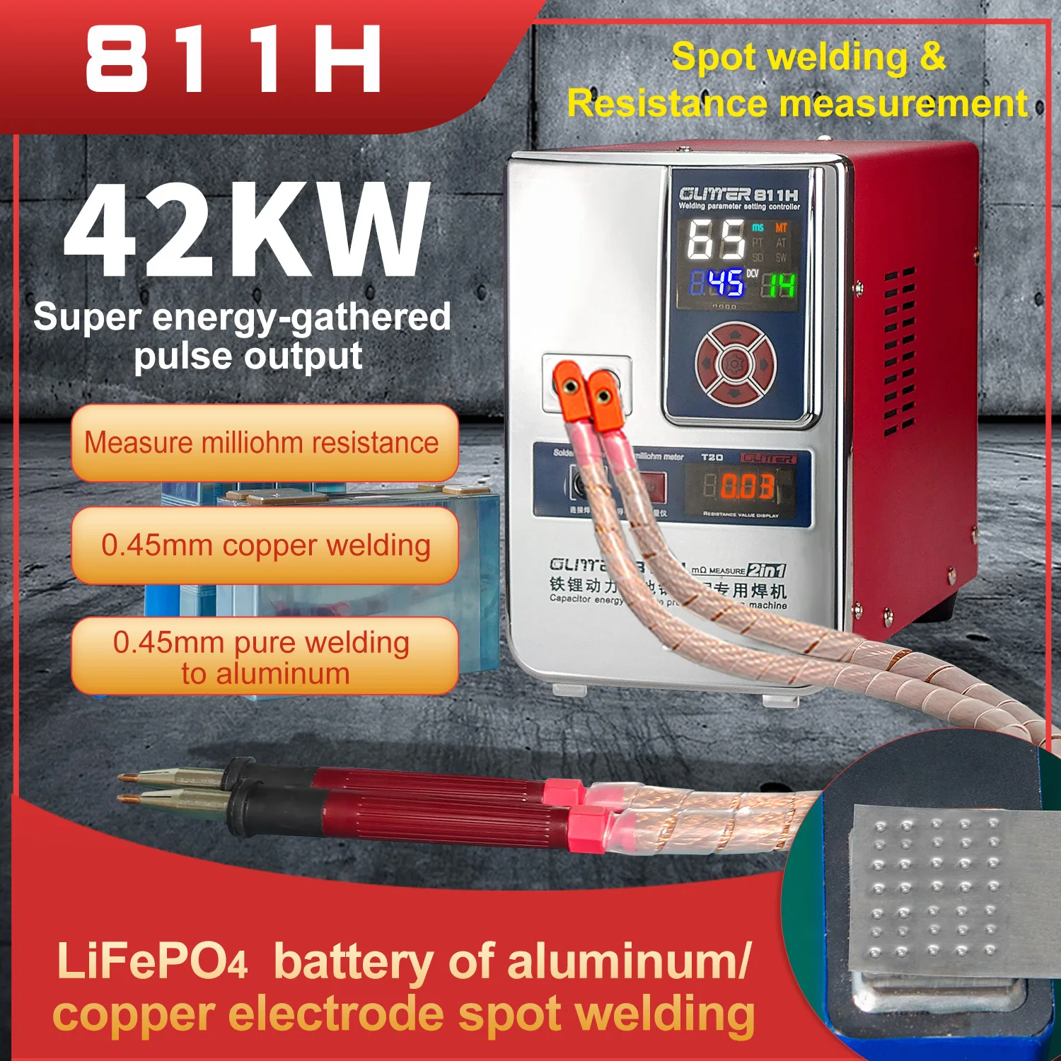 Machine à souder par points 811H, batterie au lithium fer, batterie aluminium-cuivre, grande unité, équipement de soudage aluminium-dégrad