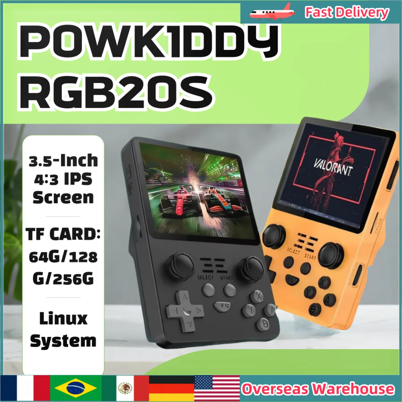 

POWKIDDY RGB20S Handheld Game Console Retro Video Game Console 3.5-Inch IPS Screen Open Source System Children's Birthday Gifts