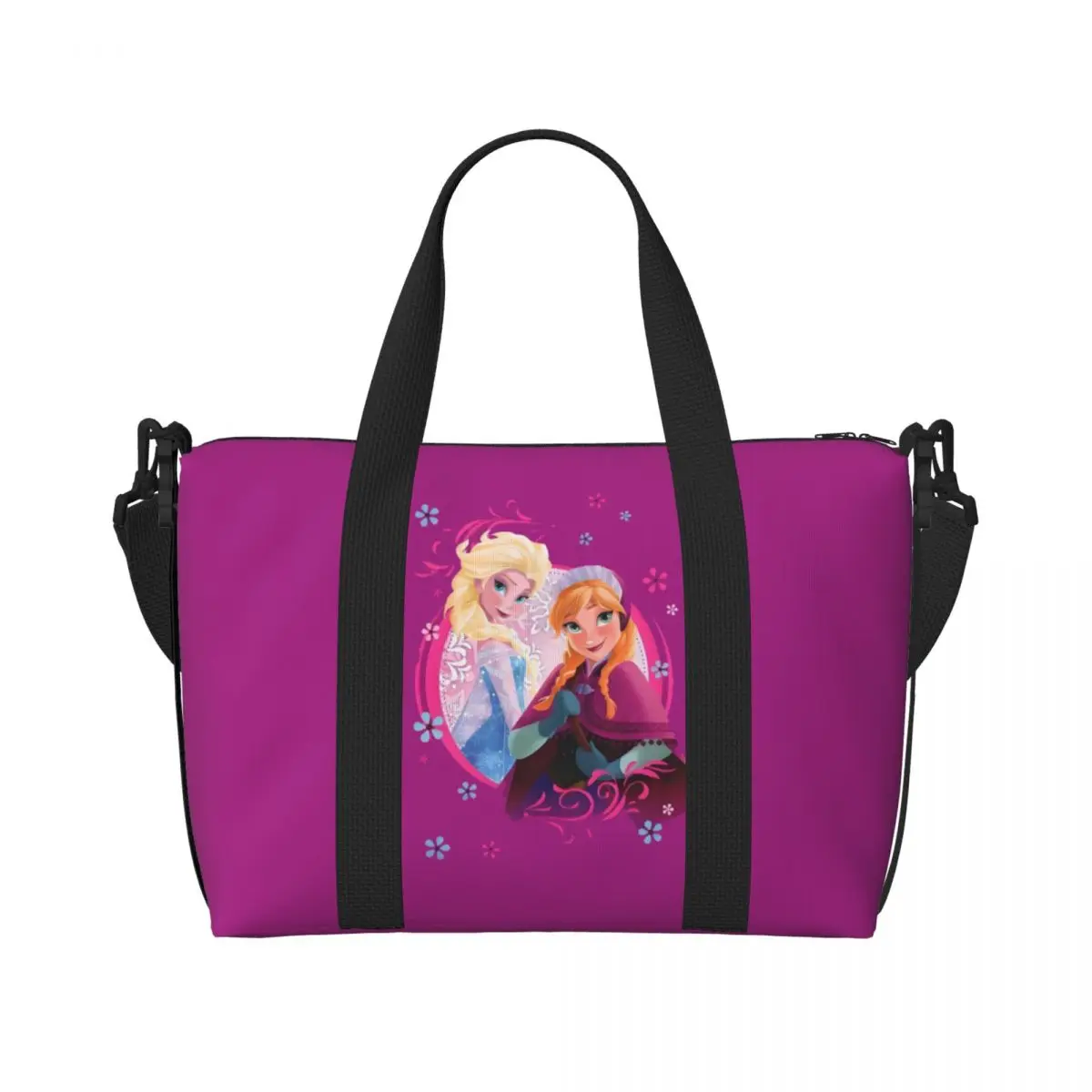 

Большая сумка-тоут «Холодное сердце» на заказ для женщин, сумка через плечо со снеговиком и героями мультфильмов для покупок, пляжная дорожная сумка для спортзала