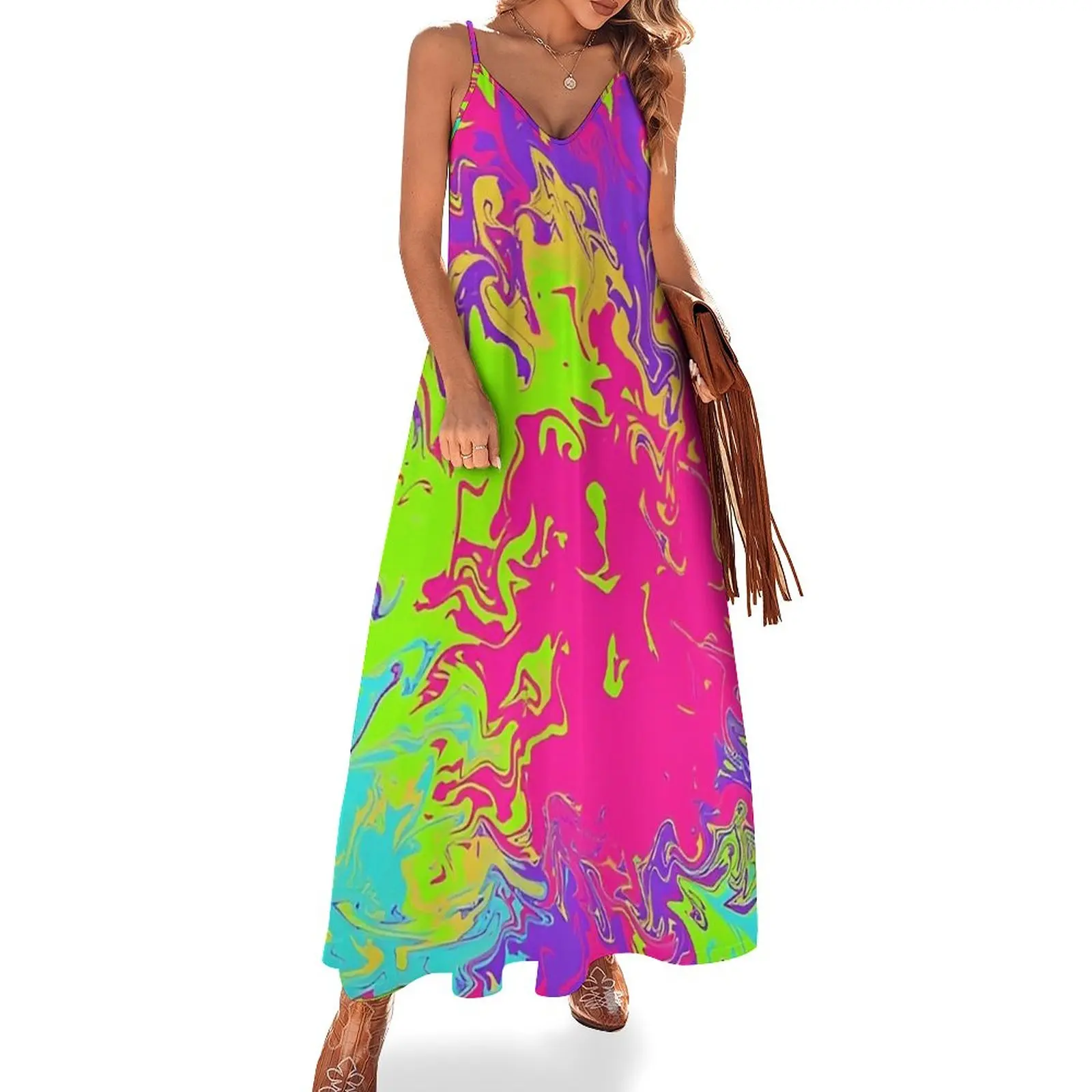 

Neon Sleeveless Dress summer dress women 2024 elegant chic women dresses promotion