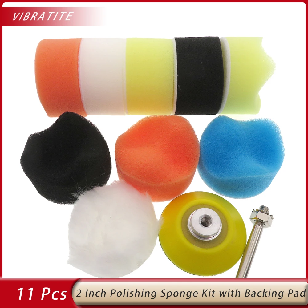 11 pezzi Set tampone per lucidatura per lucidatrice per Auto ceretta 2 pollici 50mm Kit di strumenti per tampone per lucidatura circolare per lucidatrice per Auto Auto