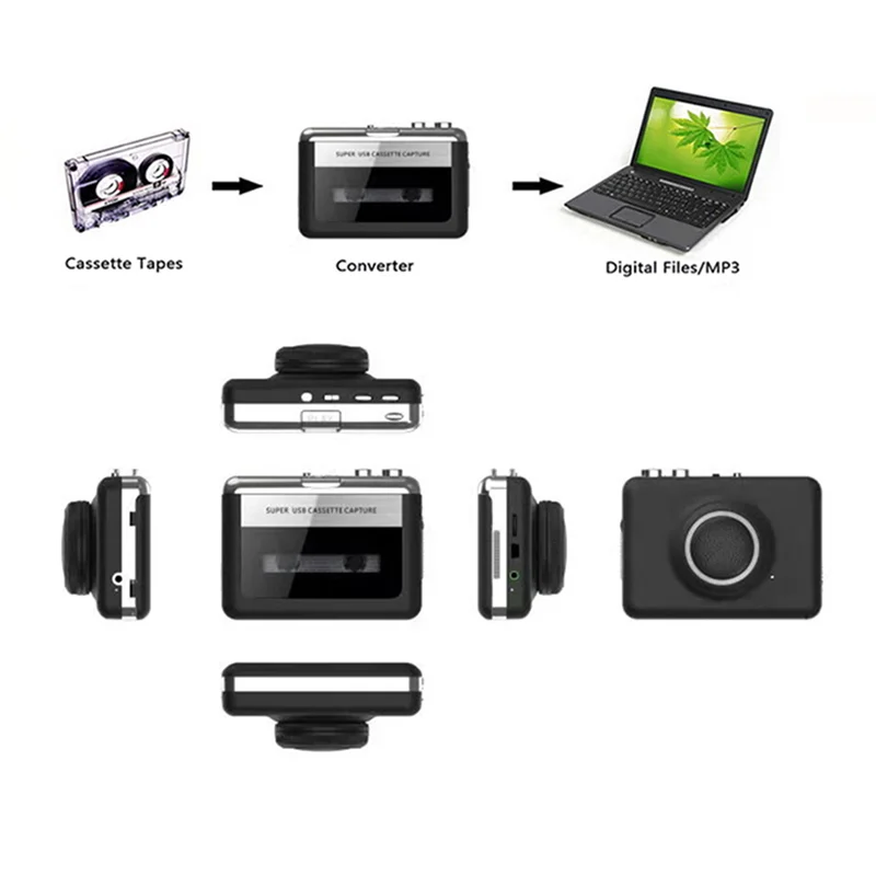 NN89R مشغل كاسيت USB ستيريو محمول شريط كاسيت إلى محول MP3 مسجل مع مكبر الصوت التقاط مشغل موسيقى الصوت