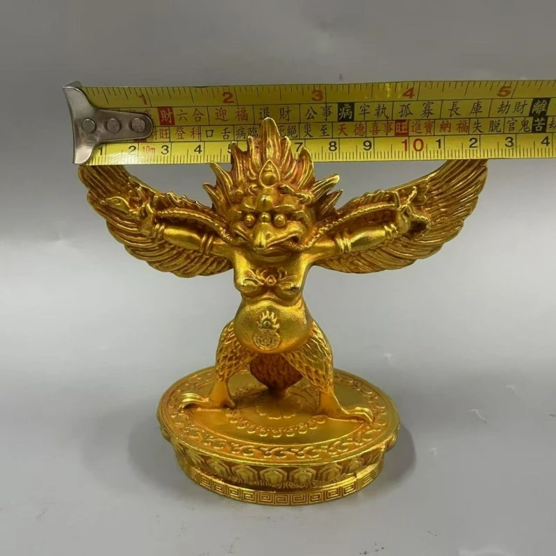 Retro Copper Tibetan Tantric Golden Winged Dapeng Dharma Protector Decoration Living Room Entrance Feng Shui Home Worship Decor