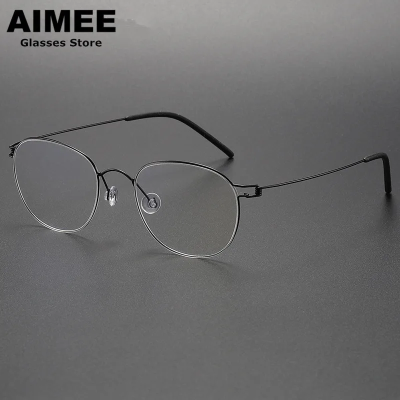 Aimee Dänemark Marke schrauben lose Titan ultraleichte Brille Rahmen Herren ovale runde Brille Frauen hochwertige Brillen Gafas