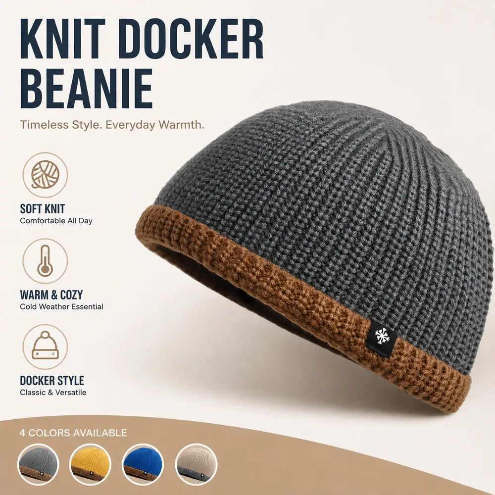 Fashion Thickened Knitted Beanie Stretchy Fit Contrast Cuff Cuffed Beanie Wind Resistant Winter Skull Cap Winter Wear